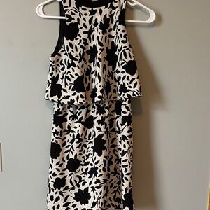 Elegant Black and White Floral Dress